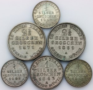 Allemagne, Prusse, set de pièces 1843-1871 (6 pièces)