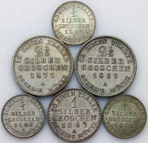 Nemecko, Prusko, sada mincí 1843-1871 (6 kusov)