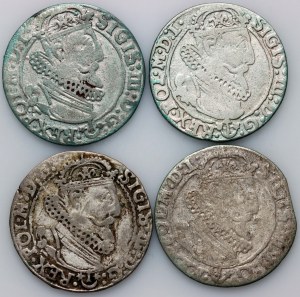 Zikmund III Vasa, sada šestipencí z let 1623-1625 (4 kusy)