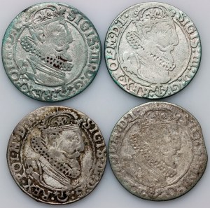 Sigismond III Vasa, série de six pence datée de 1623-1625 (4 pièces)