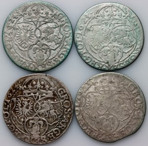 Sigismond III Vasa, série de six pence datée de 1623-1625 (4 pièces)