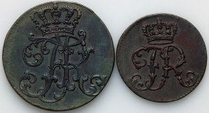 Nemecko, Prusko, Frederick II, fenig 1752 A, 3 fenig 1761 A, Berlín