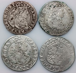 John II Casimir, set of orts from 1659-1667 (4 pieces)