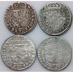 John II Casimir, set of orts from 1659-1667 (4 pieces)