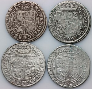 John II Casimir, set of orts from 1659-1667 (4 pieces)