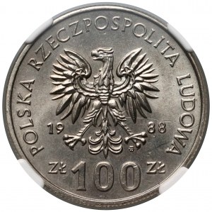 PRL, 100 zlotých 1988, kráľovná Jadwiga, bez monogramu autora