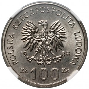 PRL, 100 Zloty 1988, Königin Jadwiga, ohne Monogramm des Designers