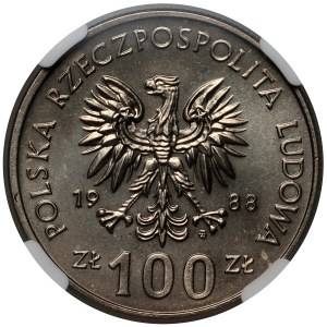 PRL, 100 zlotých 1988, královna Jadwiga, bez monogramu designéra