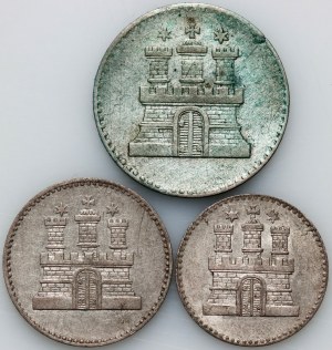 Niemcy, Hamburg, zestaw monet z 1855 roku (3 sztuki)