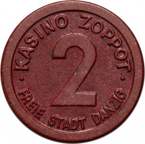 Free City of Gdansk, 2 guilders token, KASINO ZOPPOT - Casino Sopot