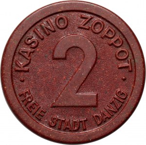 Freie Stadt Danzig, žetón 2 guldenov, KASINO ZOPPOT - Casino Sopot