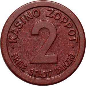 Free City of Gdansk, 2 guilders token, KASINO ZOPPOT - Casino Sopot