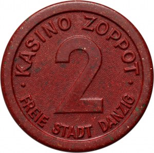 Freie Stadt Danzig, žetón 2 guldenov, KASINO ZOPPOT - Casino Sopot