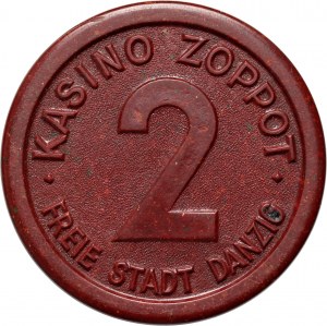 Free City of Gdansk, 2 guilders token, KASINO ZOPPOT - Casino Sopot
