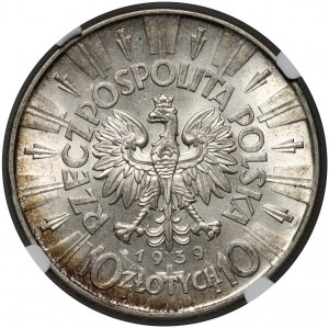 Second Polish Republic, 10 zlotys 1939, Józef Piłsudski