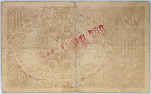 II RP, 1000 polských marek 17.05.1919, bez sériového čísla