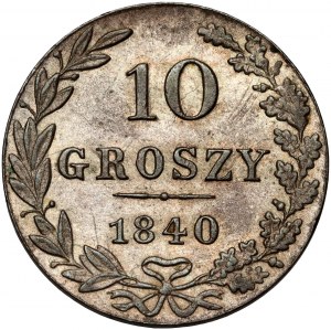 Partizione russa, Nicola I, 10 groszy 1840 MW, Varsavia