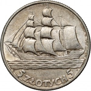 II RP, 5 zloty 1936, Varsovie, Voilier