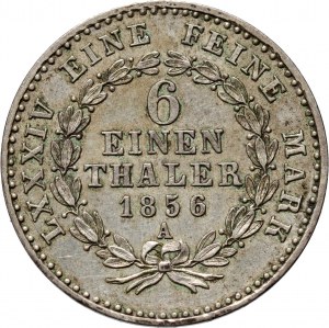 Nemecko, Anhalt-Bernburg, Alexander Karl, 1/6 thaler 1856 A, Berlin