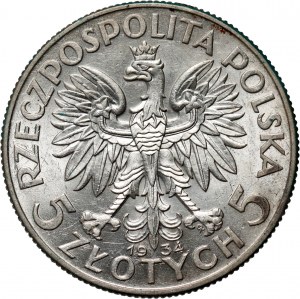 II RP, 5 zloty 1934, Warsaw, Head of a Woman