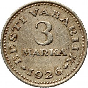 Estland, 3 Mark 1926, seltener Jahrgang