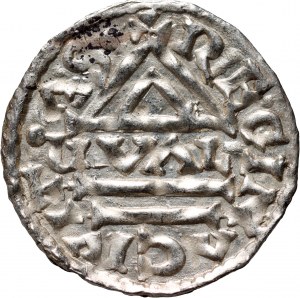 Niemcy, Bawaria, Henryk II Kłótnik 985-995, denar, Regensburg, mincerz GVAL