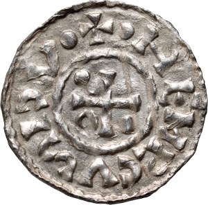 Allemagne, Bavière, Henri II le carrier 985-995, denier, Ratisbonne, GVAL minster