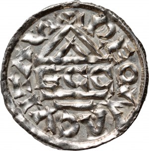 Německo, Bavorsko, Jindřich IV. 1002-1009, denár, Regensburg, mince ECCO