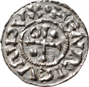 Německo, Bavorsko, Jindřich IV. 1002-1009, denár, Regensburg, mince ECCO