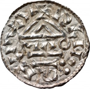 Germania, Baviera, Enrico II il cavatore 985-995, denario, Regensburg, MAO minster