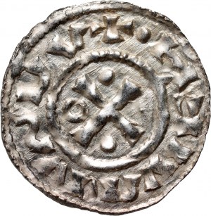 Germania, Baviera, Enrico II il cavatore 985-995, denario, Regensburg, MAO minster