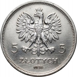 II RP, 5 zlotých 1930, Varšava, Banner, plytká pečiatka