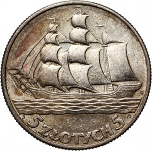 II RP, 5 zloty 1936, Varsavia, Nave a vela