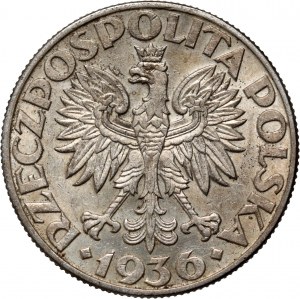 II RP, 5 zlotých 1936, Varšava, plachetnice