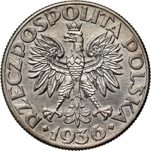 II RP, 5 zlotých 1936, Varšava, plachetnice