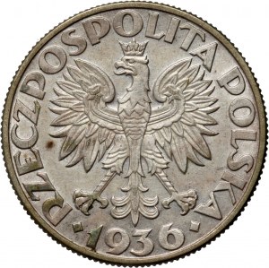 II RP, 5 zlotých 1936, Varšava, plachetnice