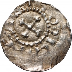 Německo, Švábsko, Otto III 983-1002, denár, Štrasburk