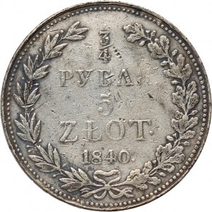 Partage russe, Nicolas Ier, 3/4 rouble = 5 zloty 1840 MW, Varsovie