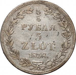 Partage russe, Nicolas Ier, 3/4 rouble = 5 zloty 1838 MW, Varsovie