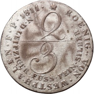 Germany, Westphalia, Jerome Napoleon, 2/3 Thaler 1811 C, Clausthal