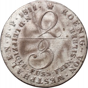 Německo, Vestfálsko, Jerome Napoleon, 2/3 tolaru 1811 C, Clausthal