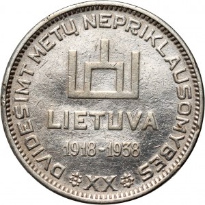 Lituania, 10 Litas 1938, 20° anniversario della Repubblica, A. Smetona