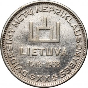 Lituanie, 10 Litas 1938, 20e anniversaire de la République, A. Smetona