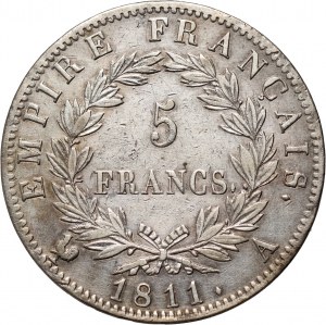 France, Napoleon I, 5 Francs 1811 A, Paris