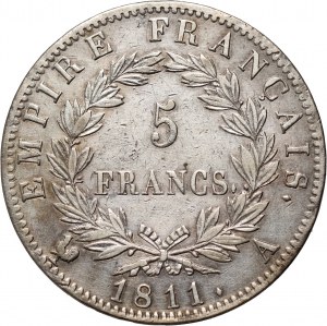 France, Napoléon Ier, 5 francs 1811 A, Paris