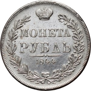 Russian partition, Nicholas I, ruble 1844 MW, Warsaw