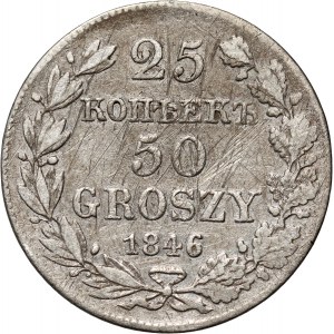 Zabór rosyjski, Mikołaj I, 25 kopiejek = 50 groszy 1846 MW, Warszawa