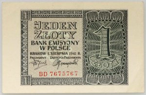 Štátna správa, 1 zlotý 1.08.1941, séria BD, RADAR