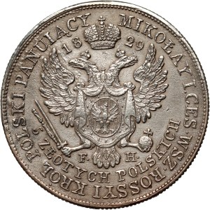 Kongress Königreich, Nikolaus I., 5 Zloty 1829 FH, Warschau