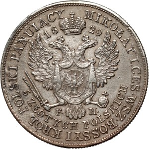 Royaume du Congrès, Nicolas Ier, 5 zloty 1829 FH, Varsovie